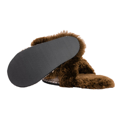 Adult Slip-on Slipper | Lions Head Range | Dark Brown